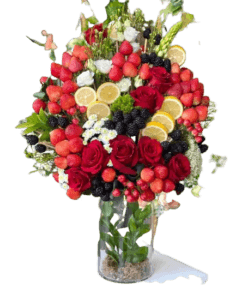 فازة ورد وفواكة